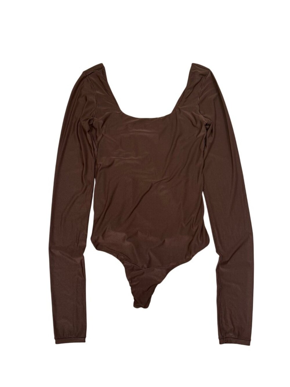 Smoothiez By Aerie Long Sleeve Brown Bodysuit Size S Stretchy Scoop Neck